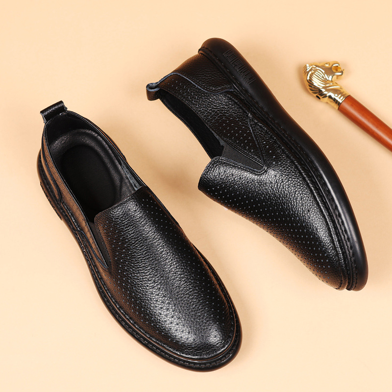 Piel de vaca de primera capa de verano nuevos hombres sandalias de cuero huecos zapatos con agujeros transpirables zapatos casuales para hombres zapatos de cuero zapatos para hombres