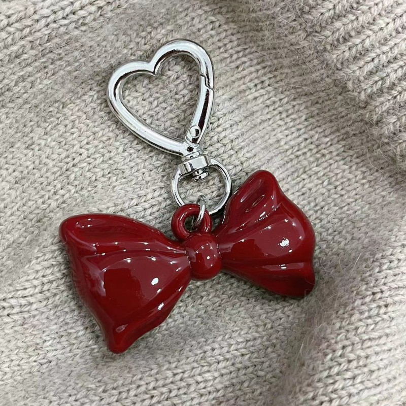 26g Weight Keychain Classification 1 Piece Quantity Daily Occasion Acrylic Material Heart Shape, Bow Knot Pattern Plating Design Sweet Style 1 Piece Sweet Heart Shape Bow Knot Acrylic Plating Keychain 8