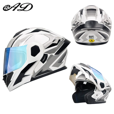 Motosiklet kaskı (dəbilqə) – Breathable for Summer - dot3c-white-mecha-aurora-blue-mirror-hd-mirror-m-size-55-56cm