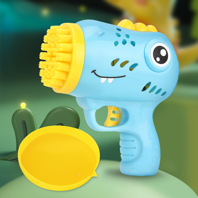 Explosiones transfronterizas 36 agujeros máquina de burbujas de dinosaurio pistola de burbujas eléctricas de mano Gatlin soplar burbujas juguetes para niños al por mayor