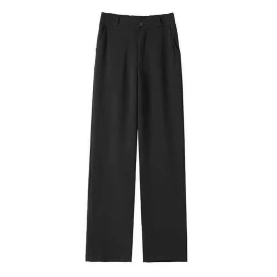Black Straight Leg Pants Women's 2024 New Spring and Summer High Waist Dosing Wide Leg Casual All-match Pants chubby girl Suit Pants