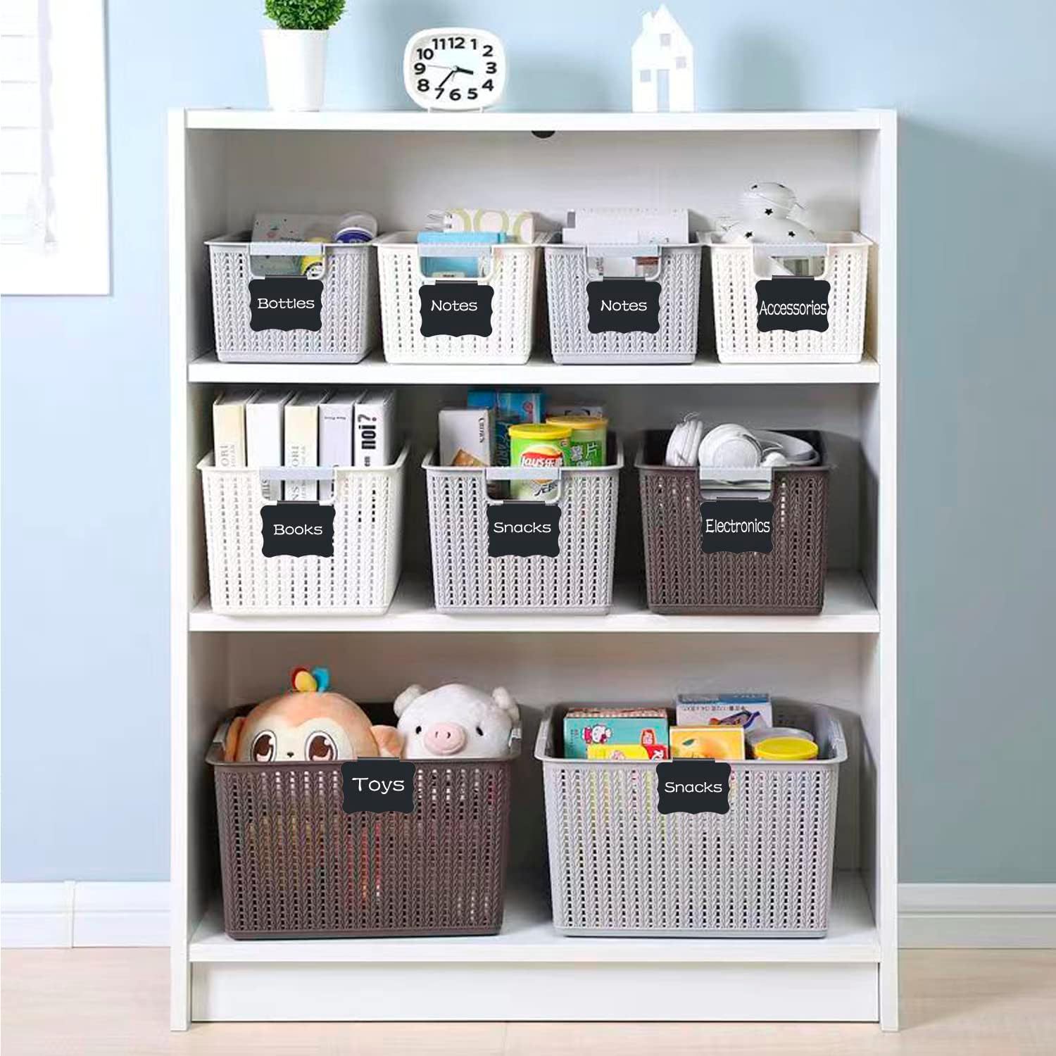 Clip de etiquetas de PVC de venta transfronteriza, clip de almacenamiento desmontable, clip de canasta borrable, 20 1 bolsa, pizarra unilateral