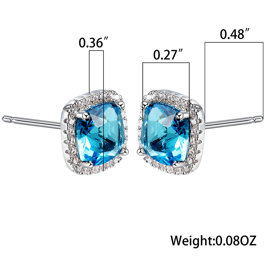 Fashion Geometric Copper Inlay Zircon Ear Studs 1 Pair