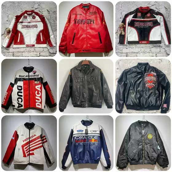 25 European and American Autumn and Winter New Harley Motorcycle Pu Leather Armband Short Cotton Embroidered Jacket Men's and Women's Motorcycle Clothing Trend