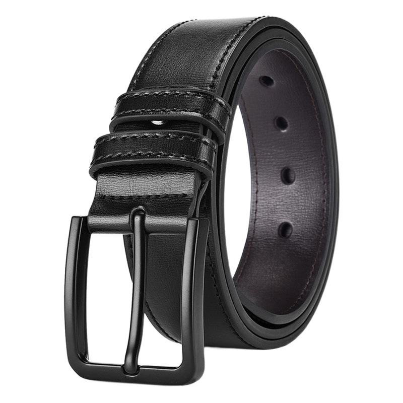 Spot cinturón de cuero simple para hombre aleación de negocios todo-fósforo hebilla casual denim cinturón de mediana edad para jóvenes