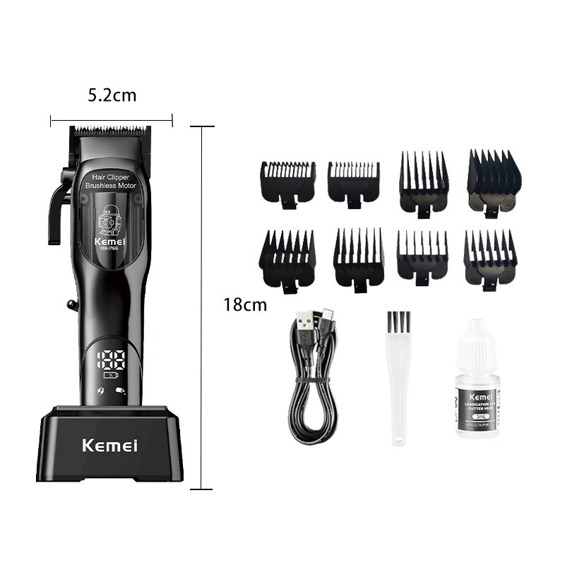 Машинка для стрижки волос (KEMEI KM-1766) с цифровым дисплеем, USB-зарядкой, масляной головкой
