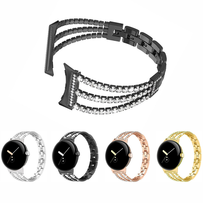 Suitable for Google Watch, Google Pixel Watch 4 Crystal Jewelry Denim Chain-Style Women's Replacement Strap
