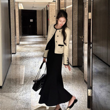 法式时尚套装裙女秋季新款气质名媛小香风长袖外套+连衣裙两件套