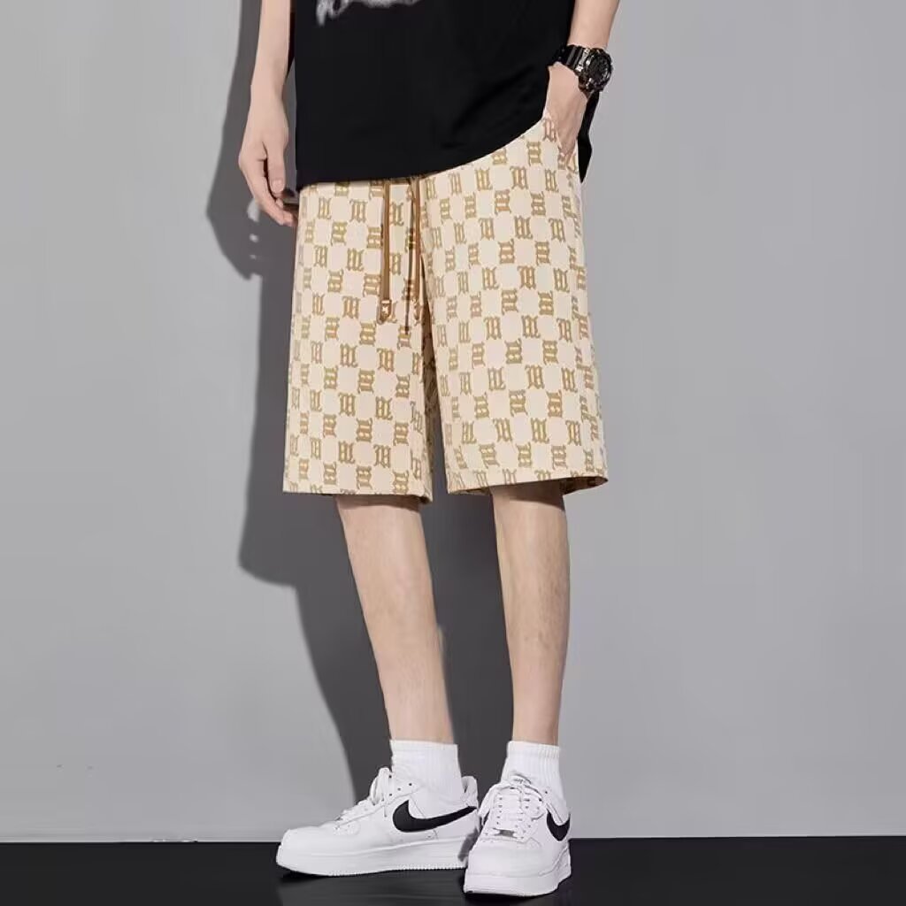 Shorts Men's Summer Ice Silk Quick-drying Trendy Brand Planky Handsome Loose Sports Large Pants Outer Wear Casual Five-point Pants