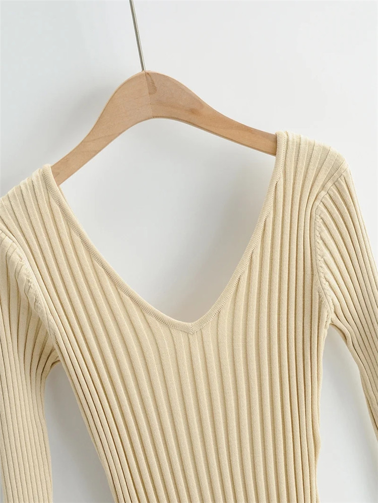elastic slim-fit knitted dress NSLD24041
