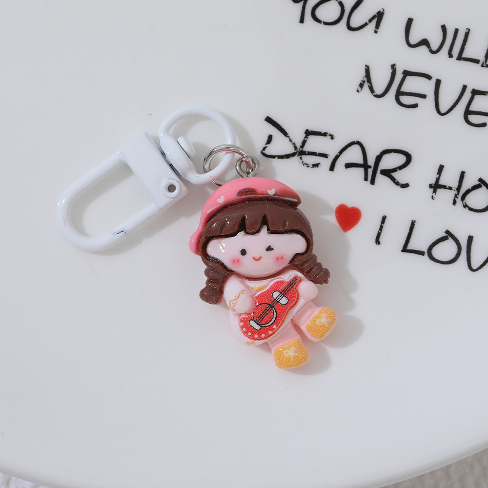 Nuevo estilo con capucha chica DIY resina llavero original chica mochila dibujos animados hebilla novias regalo Accesorios
