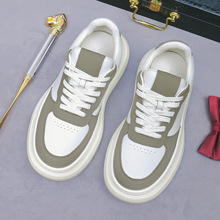 男生真皮运动休闲鞋男牛皮白色板鞋男款潮鞋厚底增高高端轻奢男鞋