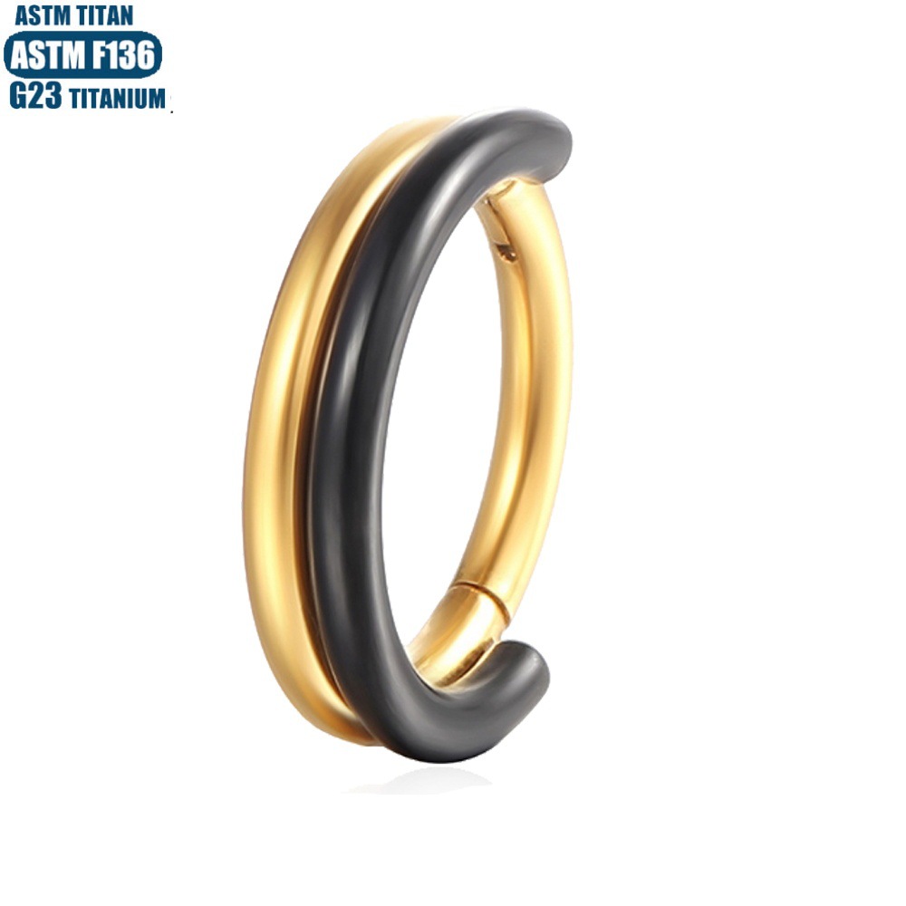 G23 Titanium Hinge Nose Ring Nasal Septum Double Color PVD Seamless Ring Diaphragm Earrings Pierced Jewelry Nose Stud detail image 16