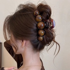 女性用の高級で絶妙な染色ヘアクリップ、2025年新作、エレガントなシャーククリップ、後頭部の髪を結ぶためのヘアアクセサリークリップ