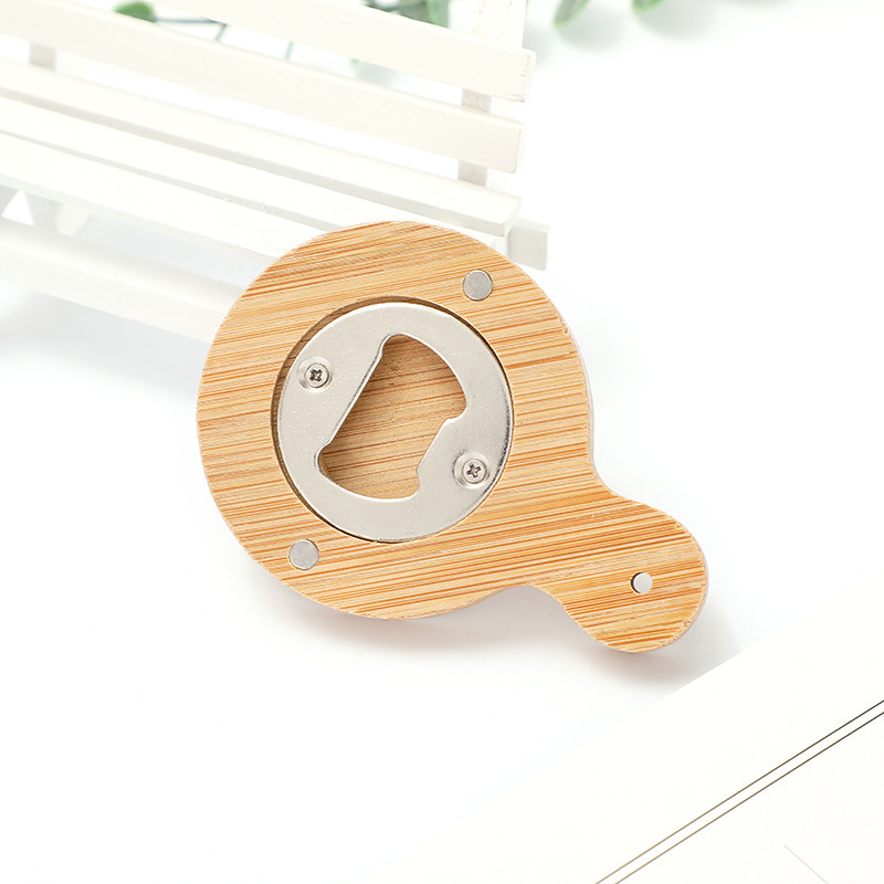 Открывалка для бутылок с бамбуковой ручкой из нержавеющей стали 6,5*8,5