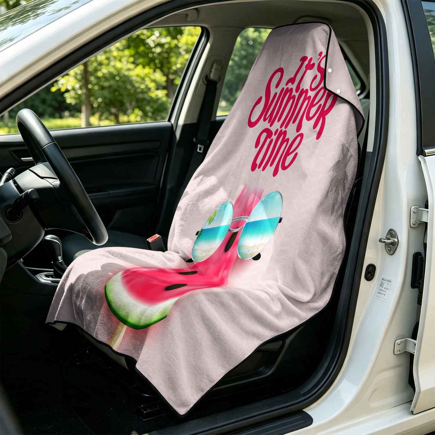 Summer bath towel and car seat cover 2-in-1, ultra-fine fiber outdoor beach and car dual-use universal seat cushion