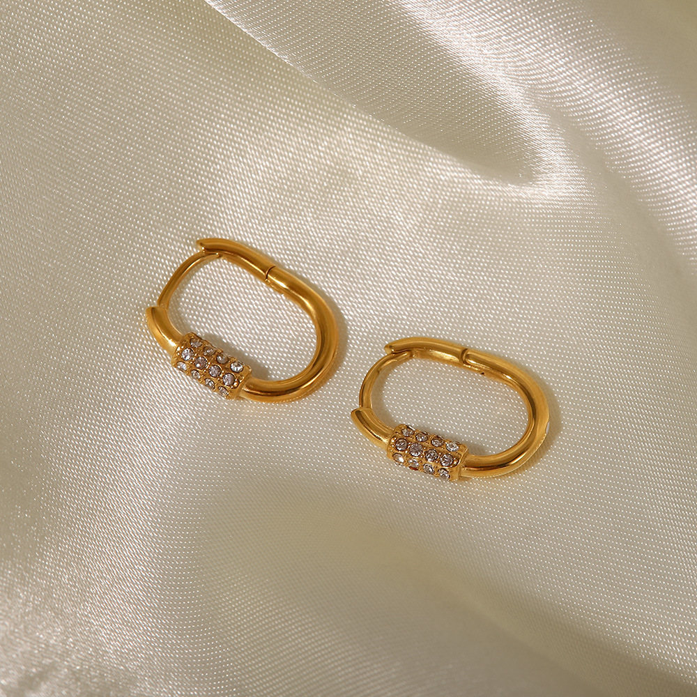 Fashion Geometric Stainless Steel Earrings Plating Zircon Stainless Steel Earrings