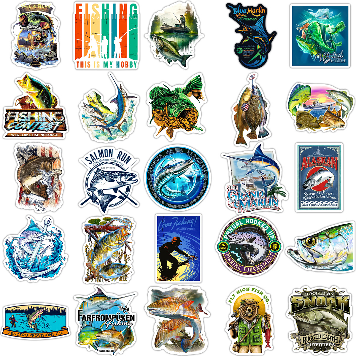 50 Pegatinas Impermeables de PVC, para Pesca, Cajas de Señuelos y Bicicletas image 4