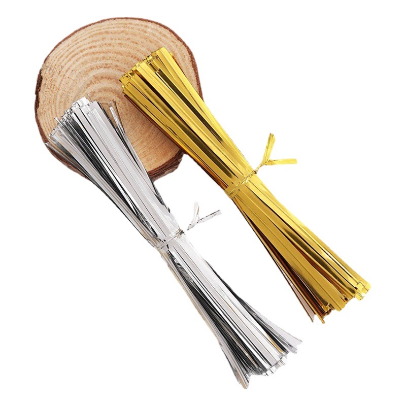 Cintas de alambre DIY, cintas para empaquetar repostería y galletas, cintas de sellado doradas y verdes, tiras metálicas para empaquetar en Navidad.