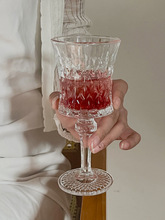 小眾ins法式浮雕高腳杯復古香檳杯高顏值家用女紅酒杯玻璃水杯子