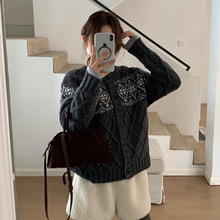 费尔岛提花高端羊毛衫开衫外套短款韩系濮院工厂批发女装2025