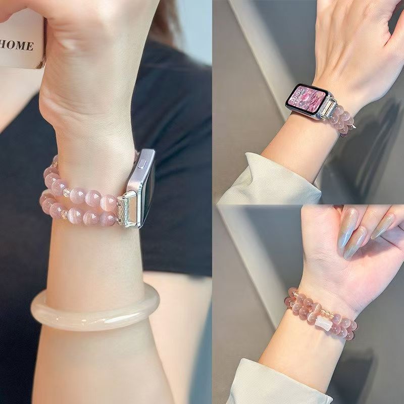 Elastic cat's eye stone lilac suitable for Apple 8/9/10 generation watches, Samsung, Xiaomi 10 generation, Huawei Fit4 watch strap Elastic cat's eye stone lilac suitable for Apple 8/9/10 generation watches, Samsung, Xiaomi 10 generation, Huawei Fit4 watch strap