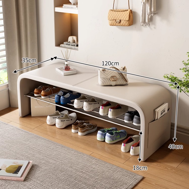 Entrada a la casa, lujo ligero, sensación de alta gama, entrada, asiento, almacenamiento, uso de taburetes para zapatos, zapatero integrado, zapatero, taburete para cambiar zapatos en casa en la puerta