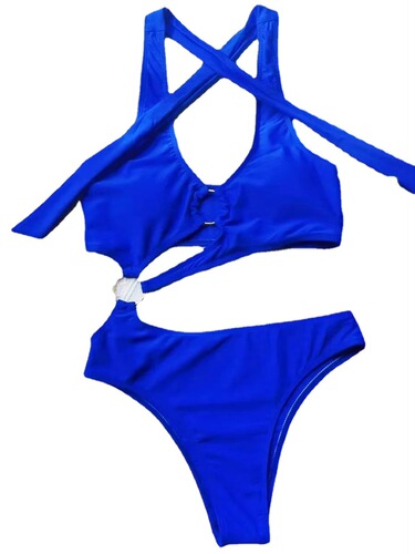  Foreign Trade AliExpress Amazon Women's Solid Color Bandage Split Swimsuit Bikini