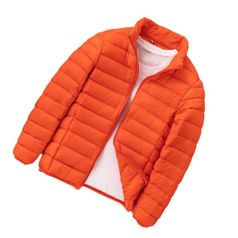 2023 nuevo estilo chaqueta de algodón de lana de pluma ligera para hombre con cuello alto, chaqueta de lana de pluma ligera delgada delgada, joven con capucha