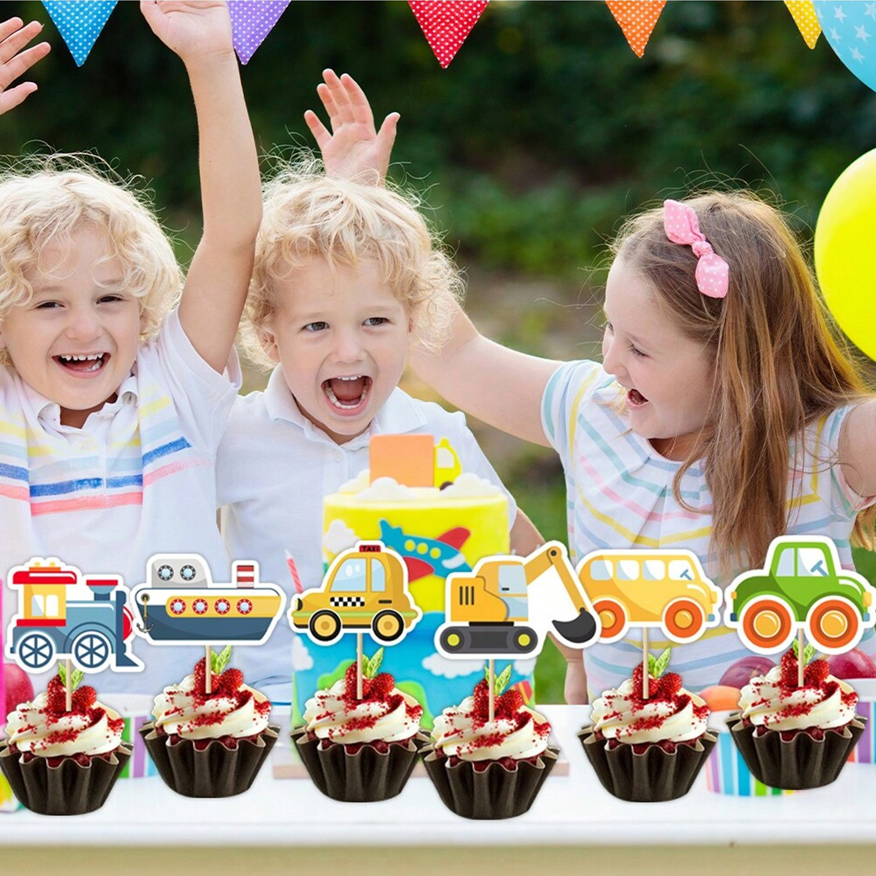 Transportation Cake Toppers Car Ship Birthday Decoration Inserts Holiday Party Supplies Styling Holiday Arrangement