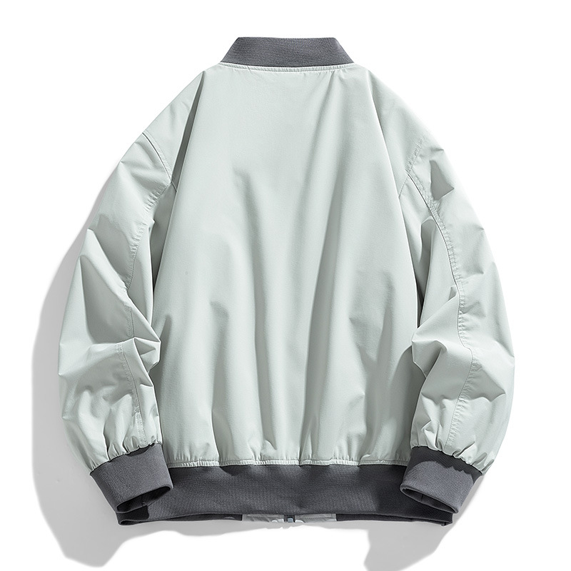 Vintage americano chaqueta de piloto de moda hombre chaqueta de béisbol suelta primavera y otoño gris chaqueta superior chaqueta
