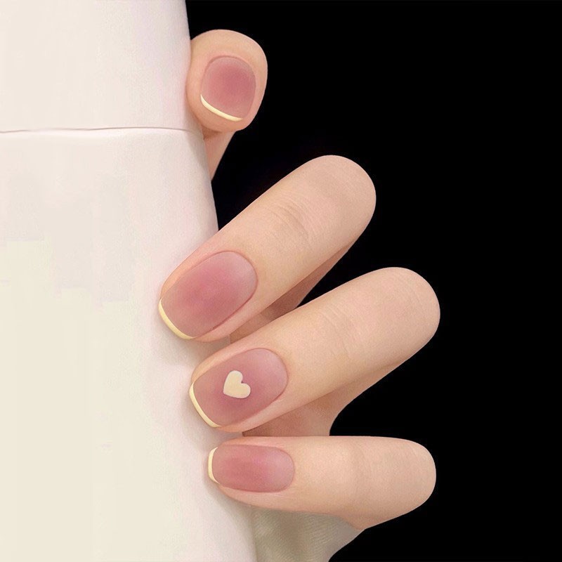 honey peach Blush French Nail enhancement finished product A piece of Wearing Nail enhancement have cash less than that is registered in the accounts Fake nails Removable Patch