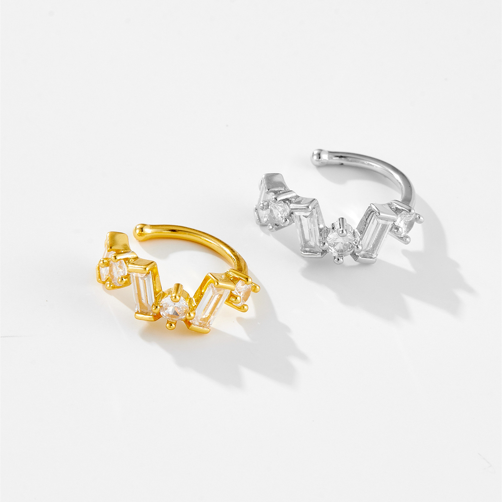 Electroplating Gold Plating Process 1 Piece 18K Gold Plated 925 Sterling Silver Geometric Ear Cuffs