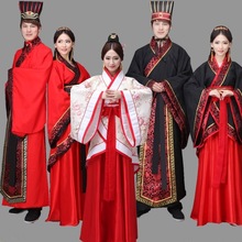 古装汉服双绕曲裾唐装表演服国学成人礼汉服女古代演出服大臣服装