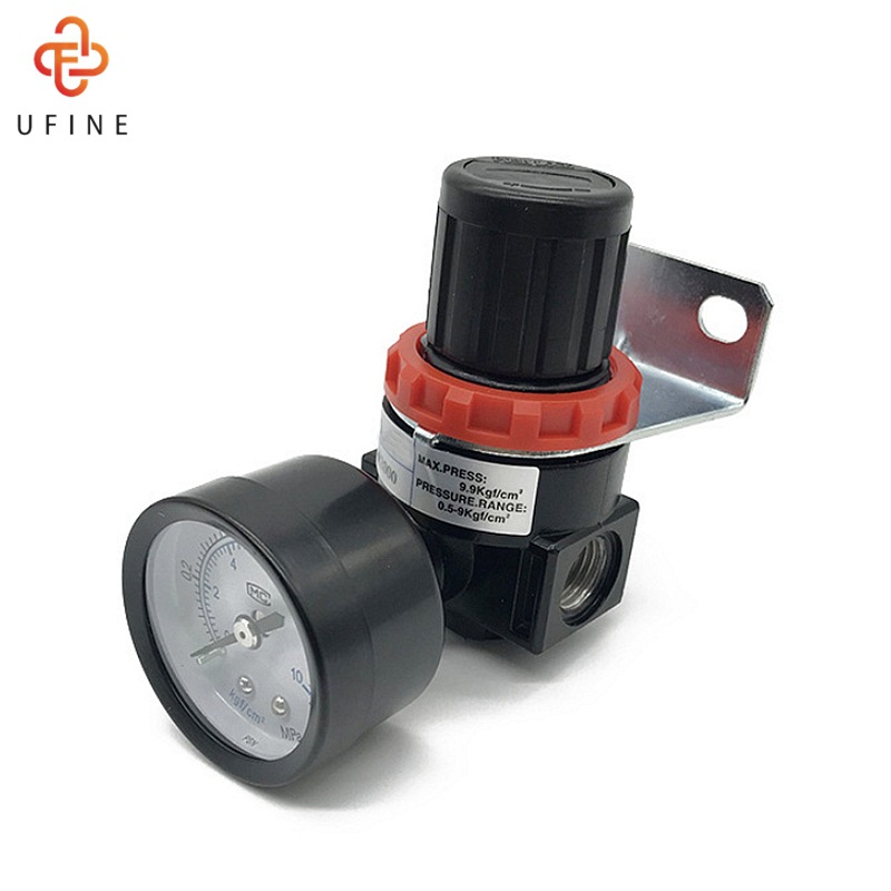 气动减压调压阀带压力表 支架固定机械设备气动控制元件 调压阀