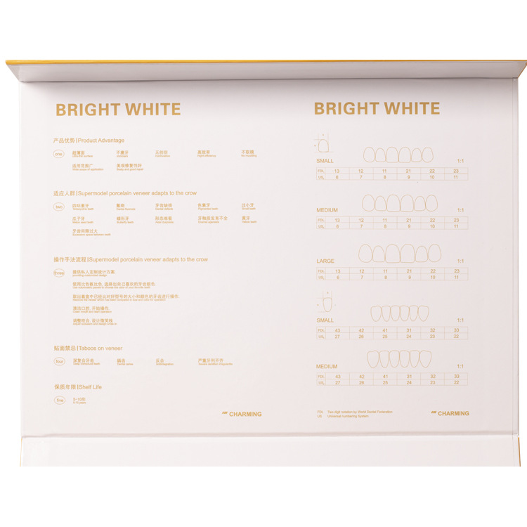 Carillas dentales de porcelana compuesta tipo supermodelo, sin necesidad de tomar impresiones, carillas dentales preformadas, 30 piezas, juego de carillas de porcelana compuesta