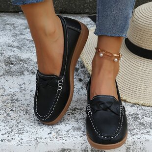 2024 Cross-border Foreign Trade New plus size Round Head Lefu Fashion Flat Slip-on Tape Daily Lazy Women's Shoes 43