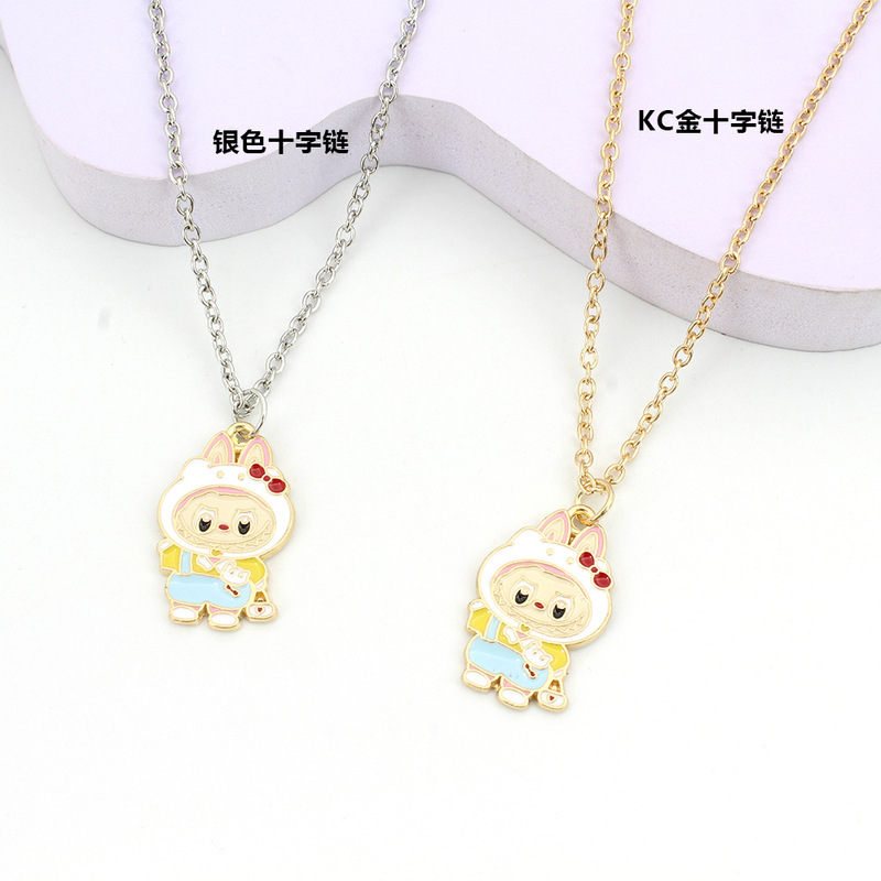新しいラブブ合金オイルドリップネックレスペンダントかわいいラブブ男女学生 Tシャツチェーンネックレスアクセサリー|undefined