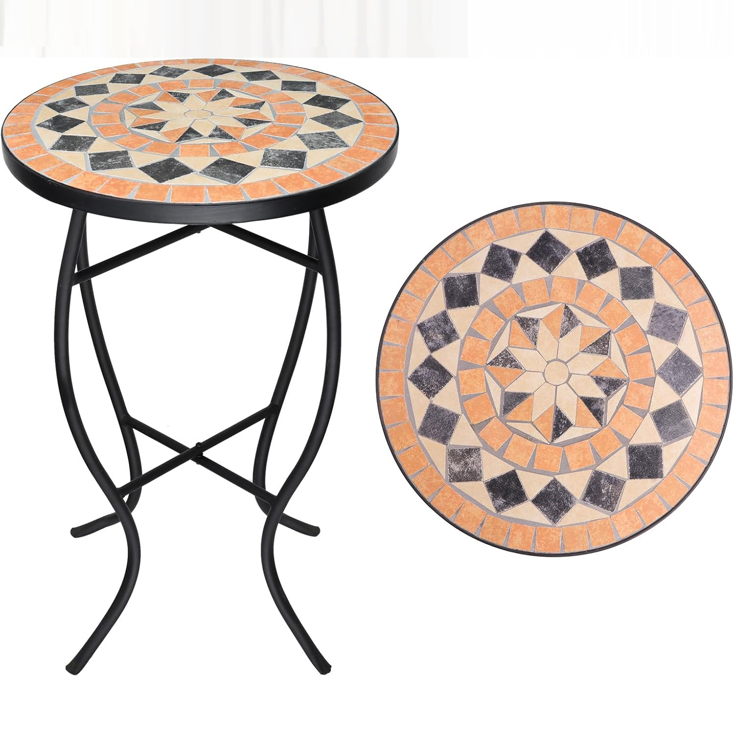 八角星图案马赛克花架，室内小型边桌、户外阳台花盆架