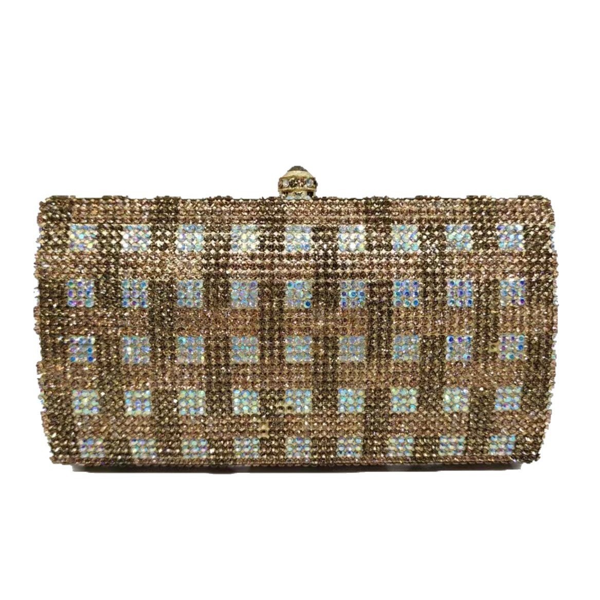 Bolsa de cristal a cuadros nueva bolsa de cena de diamantes a cuadros Europa y América vestido de cena bolsa de mano de mujer