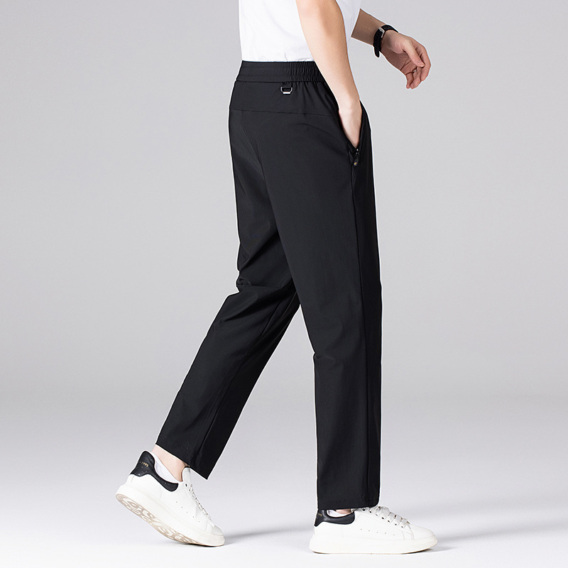 [Explosions recommend] Men's Ice Silk Pants Summer High Elastic plus size Quick-drying Breathable Business Casual All-match Pants