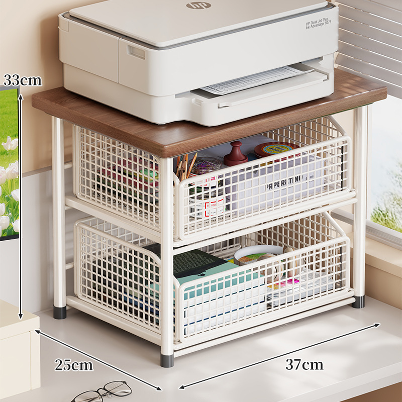 Estante Organizador para Impresora de Hierro y Madera con Cajón para Oficina image 13