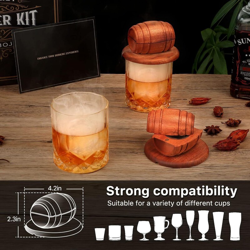 威士忌烟熏器套装 6 种口味木屑带冰球酒桶烟熏器威士忌生日礼品|undefined