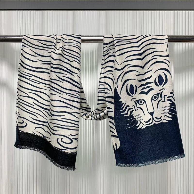 Blended Silk Cashmere Wool Scarf Scarf Small Long Women's Shawl Silk Scarf Printed Soft Waxy Hand-rolled High-grade