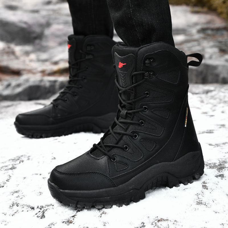Spring new high-top military boots thick-soled men's outdoor sneaker hiking shoes snow boots sneaker