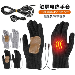 手背USB加热手套户外滑雪骑行加厚保暖手套 5V发热可触屏电热手套