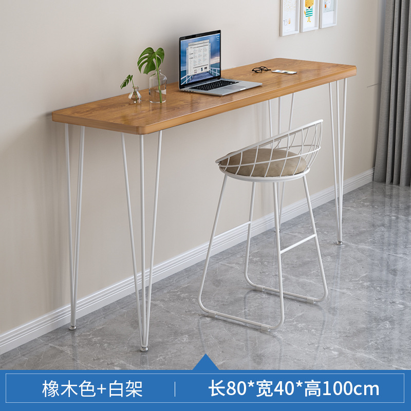 Bar Table, Home Balcony, Leisure High Table, Commercial Milk Tea Shop, Wall-Mounted Long Narrow Table and Chair Combination, Coffee House