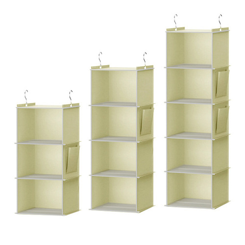 Multi-layer wardrobe storage hanging bag bamboo slat washable foldable clothing storage bag categorized organizing hanging storage bag