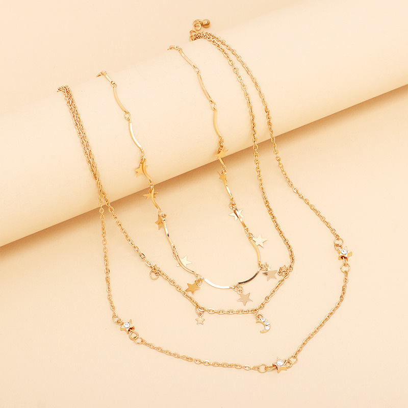 7g Weight Necklace Classification Wedding, Travel Occasion Women'S Gender Gold Color Fashion Solid Color Multilayer Star Moon Necklace Wholesale Nihaojewelry 4