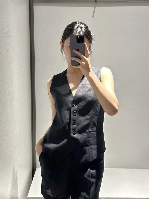 2025老銭風亜麻の白い馬甲半ズボンセットのおしゃれなレトロな馬甲セットの女性|undefined
